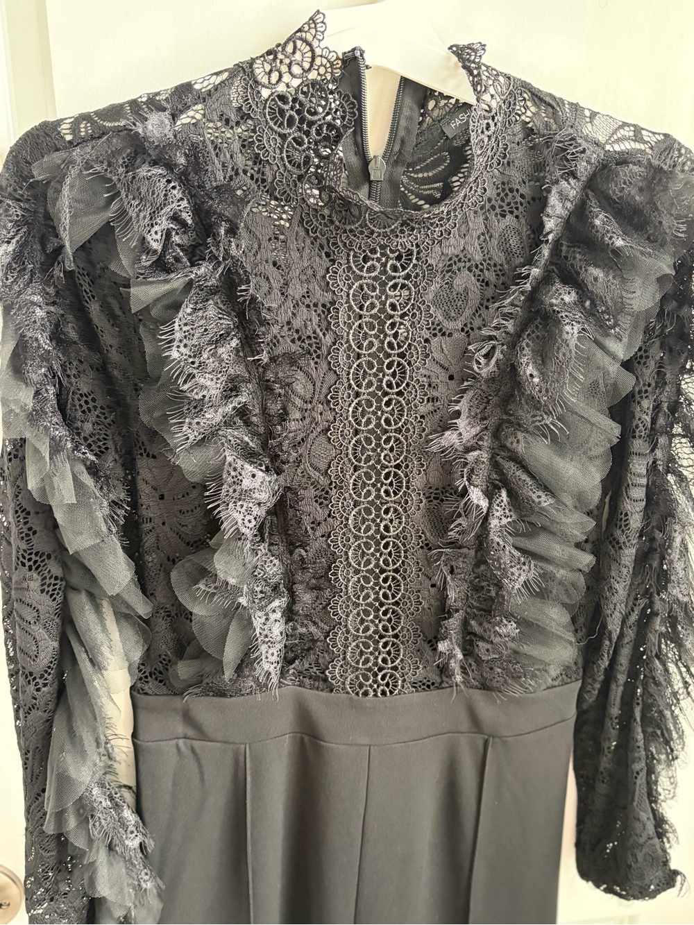 Fashion Nova Black Lace Ruffled Jumpsuit - Picture 3 of 4